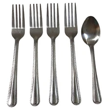 Stainless Steel Flatware Lot of 5 Fork Spoon Kitchen Dining Back to School