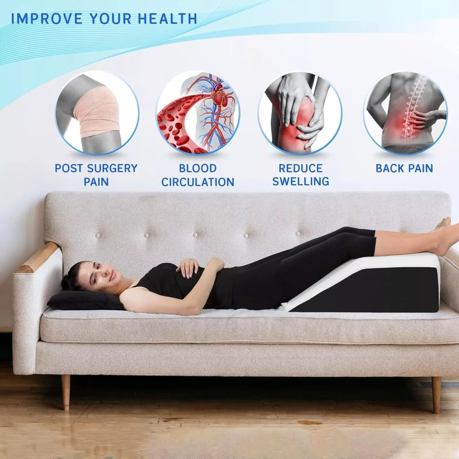 Leg Elevation Pillow Leg Rest Wedge Pillow Memory Foam Post Surgery Bed Rest