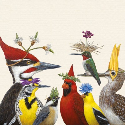 4 Servietten ~Woody's Annual Party Vicki Sawyer Specht Cardinal ~ VS36 cocktail