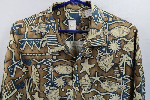 Vintage Burma & Bibas Shirt Men's 100% Silk Short Sleeve Button Up Size Large - Picture 4 of 9