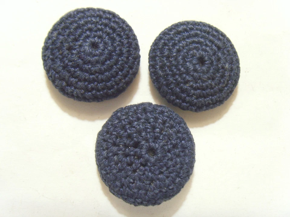 1930s antique 3 Lrge 30 mm navy blue woven covered metal buttons 52509 - Image 2 of 4