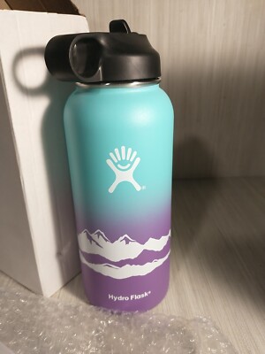 Hydro Flask 32 Oz Water Bottle and Straw Purple/Light Blue/White