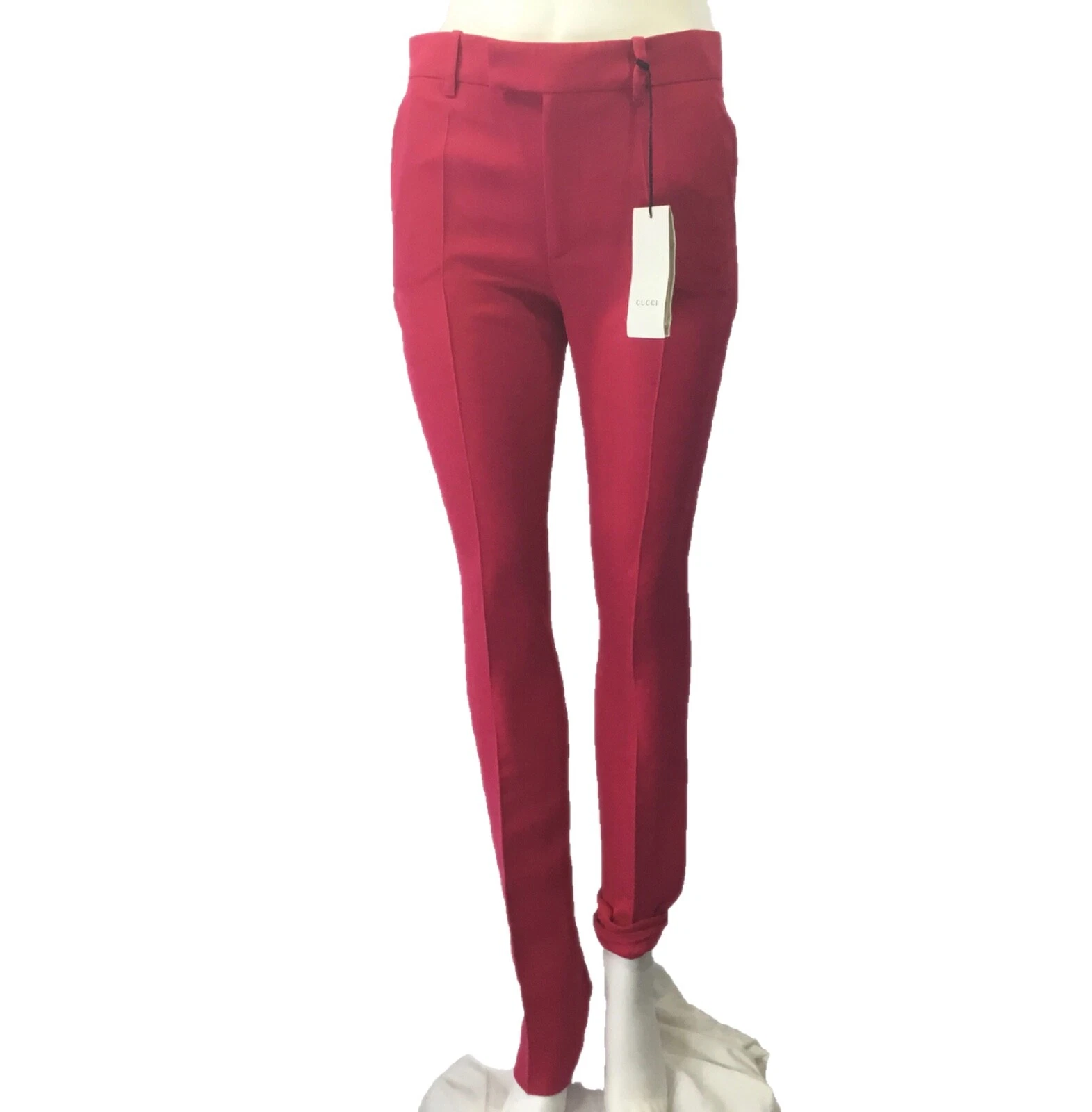 NEUF ! Pantalon droit en laine et soie GUCCI, rose taille 36 prix de vente conseillé