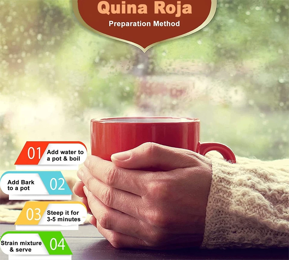 Quina Roja Cinchona Corteza 100% Natural Quina Roja, Cinchona Roja, Bolsa Resellable Foto 3 de 3