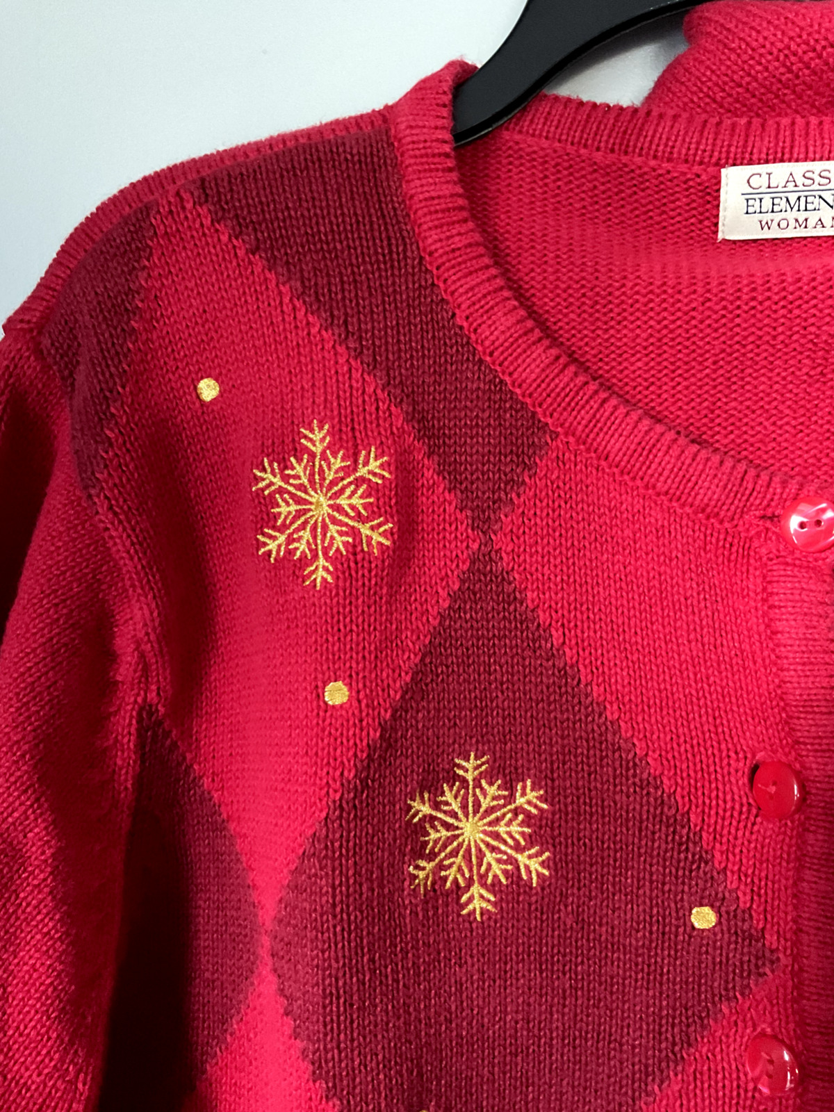 Ugly Christmas Sweater Cardigan Santa Snowflake C… - image 4