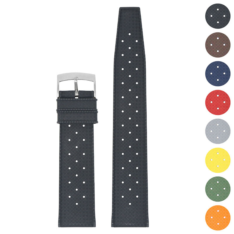 DASSARI Classic Perforated FKM Rubber Watch Band Strap 20-22mm - Main Image