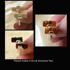 BALTIC BUTTERSCOTCH CHERRY or HONEY AMBER STERLING SILVER HANDMADE RING