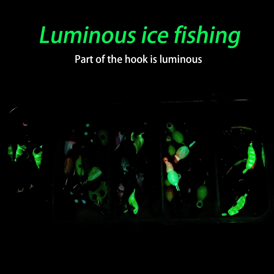 50Pcs/Box Ice Fishing Jigs Set Lures Walleye Jigs Heads for Ice Fishing Gear Kit - Image 3 of 4