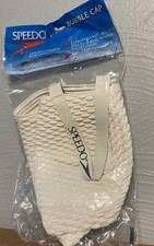 New Speedo Unisex Adult Solid White Silicone Swim Bubble Cap Swimming Pool NOS