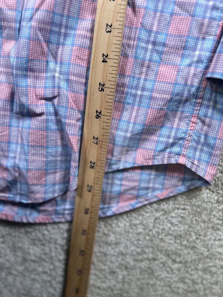 Vineyard Vines Cooper Para Hombres M Azul Rosa Cuadros Abotonados Manga Larga Calce Clásico Foto 3 de 4