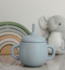 2-1 Baby Sippy Cups with Straw - Spill Proof 200 ml Cups Blue 