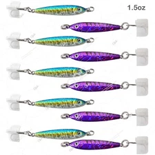 10pcs Black Blue 1.5oz Fishing Mega Live Bait Metal Lure Luna Jig holographic