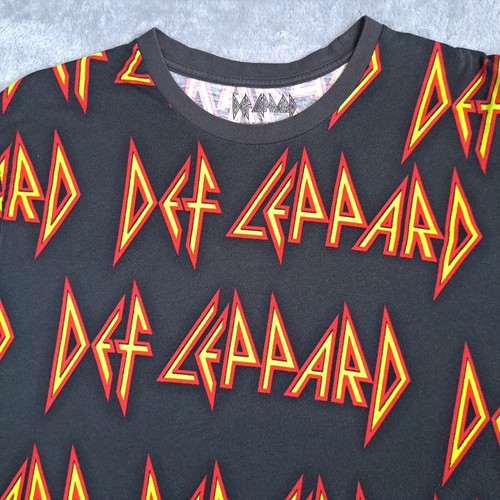 Def Leppard T Shirt Allover Spellout Print Rock Bludgeon 2019 Black Men's XL - Picture 4 of 12
