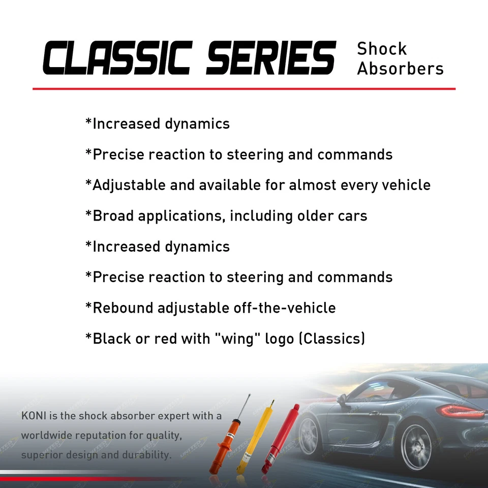 2 x Front KONI Classic Adjustable Shock Absorbers for Jaguar XJ 6 12 XJ-S 12 - image 2 of 2