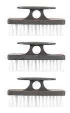 Superio Nail Brush Set 3 Pack Cleaner with Handle Durable Brush Scrubber - Grey