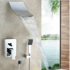Concealed Wall Mount Waterfall Bathtub Spout Mixer Valve Handheld Shower Faucet