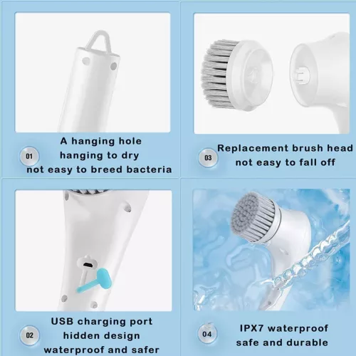 Electric Cordless Cleaning Brush Spin Scrubber Turbo Scrub Cleaner Rechargeable - Picture 6 of 10