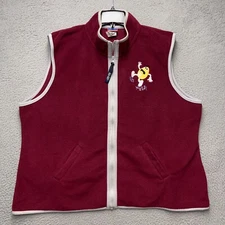 M&Ms Fleece Vest Womens 26/28 Red Sleeveless Full Zip "Oh Nuts" Pockets MMS Y2K