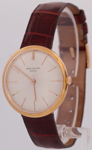 VINTAGE Patek Philippe Calatrava 35mm SILVER Manual 18K Rose Gold Leather 2591 - Picture 3 of 8