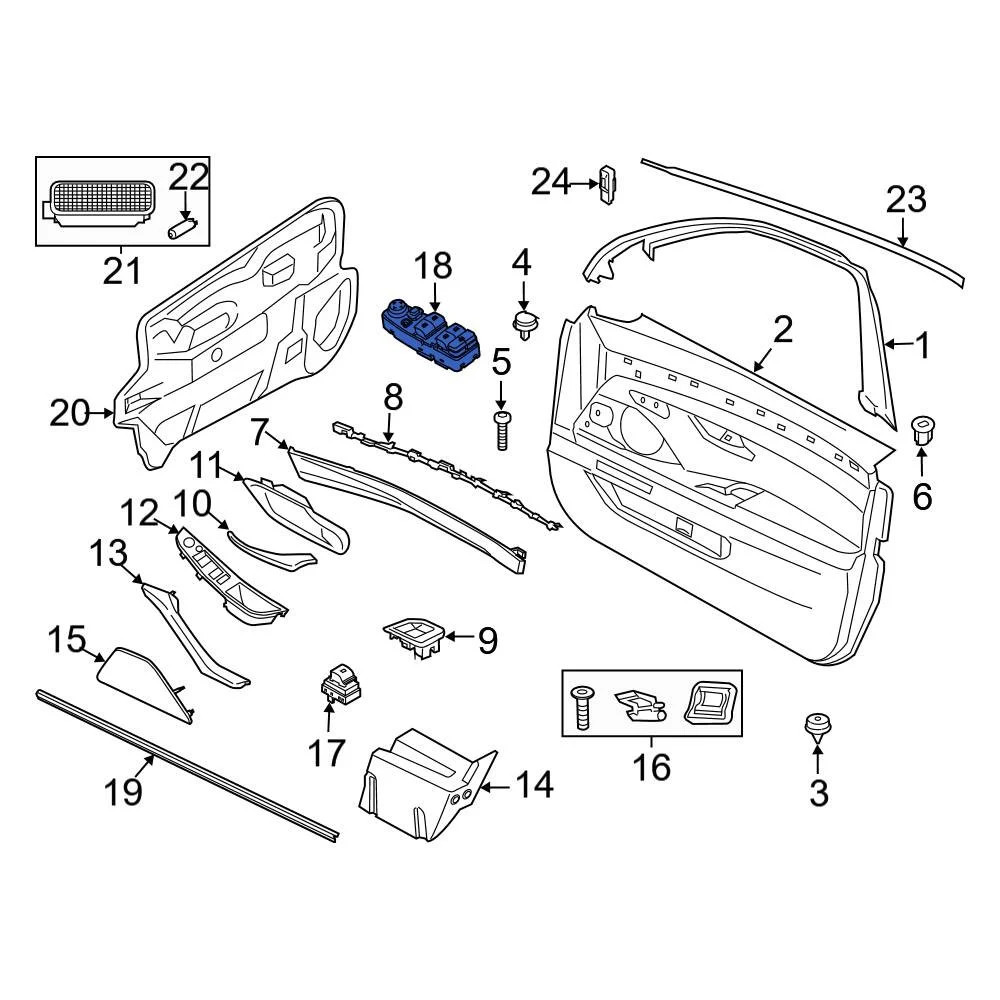 For BMW i8 2014-2020 BMW 61319241949 Front Right Door Window Switch