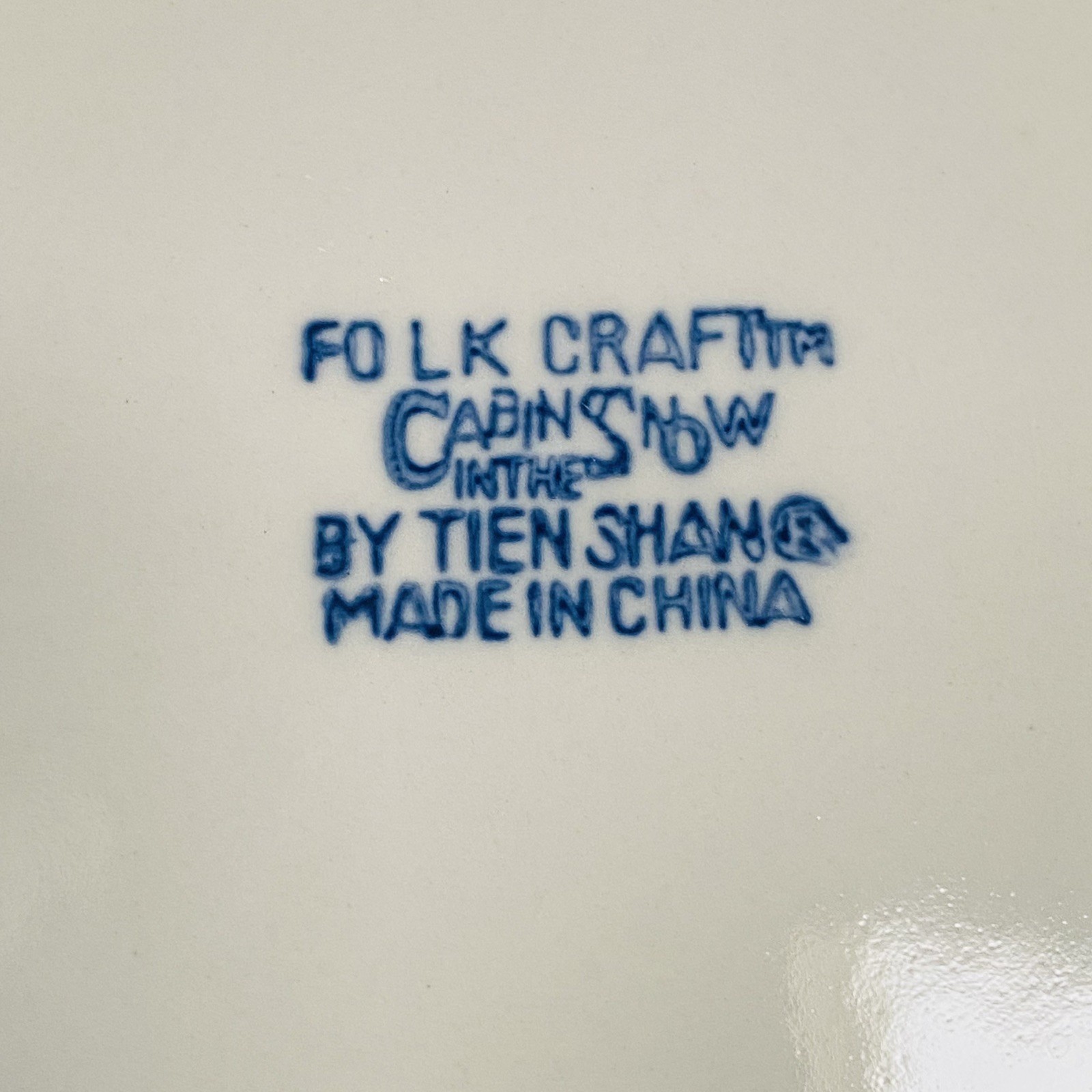 Folkcraft  Cabin In The Snow Tienshan 7 1/2" Salad Plates Winter Christmas Vtg