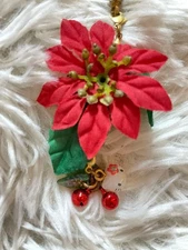Rare 2001 Hello Kitty Poinsettia Strap Christmas Beaded New Unused 1in