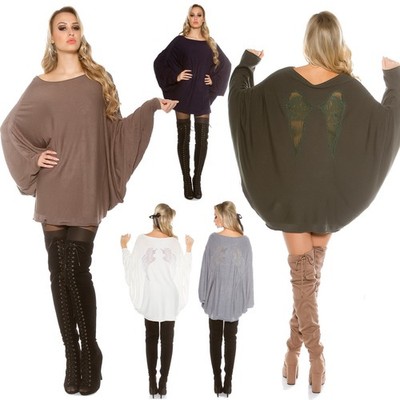 Trendy Koucla Pullover Frau Oversize Hülle Fledermaus Angelwings Neu