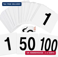 100 Pcs Table Numbers 1-100, Plastic Double Sided Table Number Cards, 4x3.7 Inch