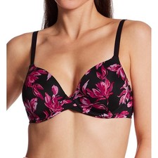 Maidenform One Fabulous Fit 2.0 Demi T-Shirt Bra Womens 34D Black Floral Stretch
