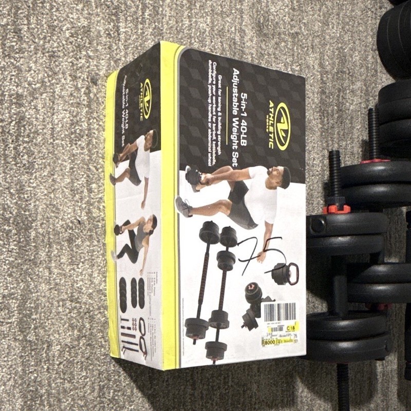 Athletic Works 55 lb Adjustable Weight Set w/ Dumbbells & Kettlebell