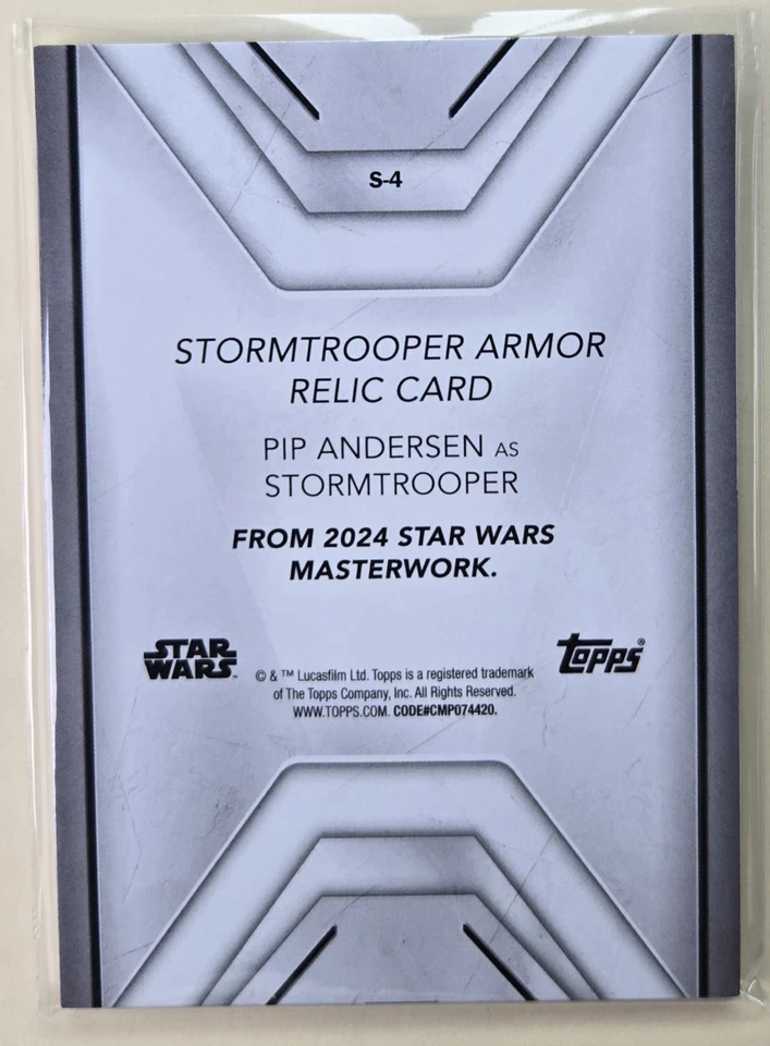 2024 Topps Star Wars Masterwork S-4 Stormtrooper Armor Relic Pip Andersen - Image 2 of 2