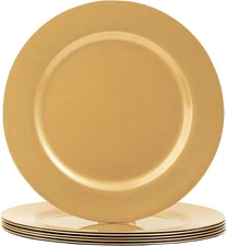 Gold Charger Plates Set of 6, 13-Inch round Plate Chargers for Dinner Plate, Pla
