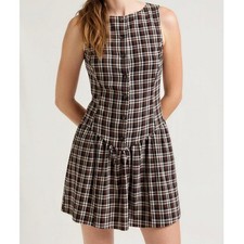 $188 NWT SHOW ME YOUR MUMU Meester Mini Dress, Saddle Plaid, Small
