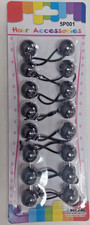 BLACK ELASTIC PONYTAIL HOLDER BEAD GIRL HAIR SCRUNCHIE KNOCKER BALL
