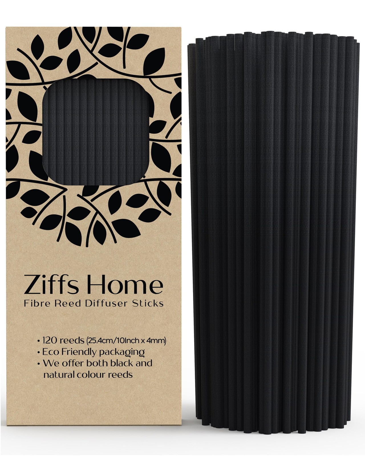 Ziffs Home® 120 Black Fibre Reed Diffuser Sticks - 25.4cm - 10 Inch,