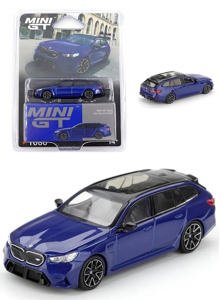 Mini GT 1:64 BMW M5 Touring (G99) Marina Bay Blue Metallic Model