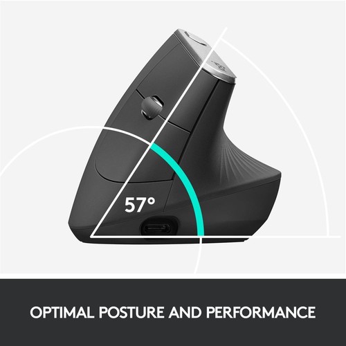 Souris ergonomique sans fil Logitech MX Vertical Bluetooth, radio optique noir, - Zdjęcie 5 z 6