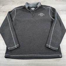 Harley-Davidson Sweater Mens Medium Dark Gray Quarter Zip Pullover Knit