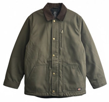 dickies mens water repellent 2xl olive green duck canvas quilt lined jacket new