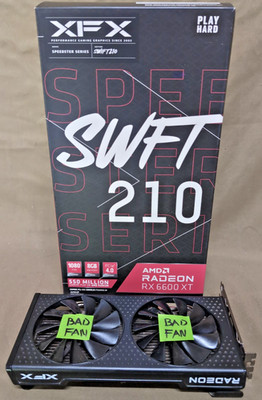 XFX SWFT 210 RX 6600 XT 8GB   Powers On / Intermittent POST - Fan Issues   Parts