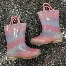 Kid s Girl s Light Up Rainbow Rain Boots Size 8