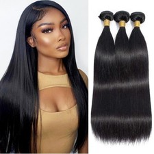 Womens? Premium 16? Straight Human Hair Bundles for Weave Extensions 