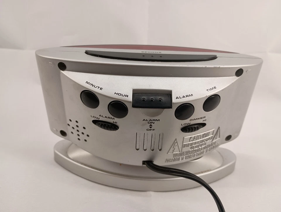 Digital Alarm Clock Sharp Model SPC033 Red  Clock with Swivel Case Silver - Image 3 of 4