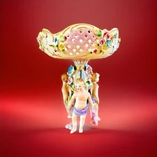 Late 19th Century Rococo Style Porcelain Comport-Cherubs Vase