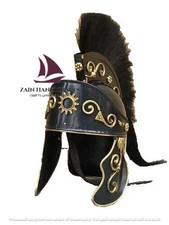 ZAIN Greco Roman Helmet Black Crest Medieval Costume Halloween LARP Reenactment