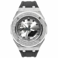 G-Shock GA2100SB Frosted Silver Custom Silver Dial Black Rubber Band Casioak Sta