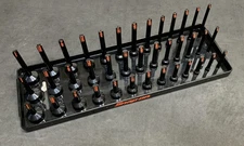 NICE! Snap On Tools 3/8" SAE 3 Post Row Standard Socket Tray BLACK KA383FRBK