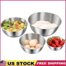 Stainless Steel Mixing Bowls Set 4 Pieces Heavy Gauge Nested Kitchen Prep New
