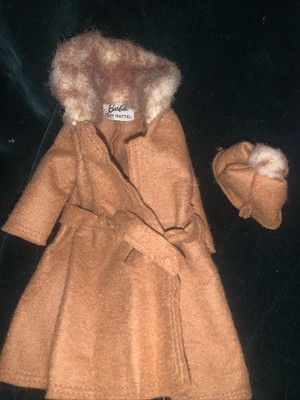 Vintage 1960 s Barbie It s Cold Outside Felt Brown Coat And Hat