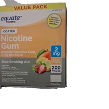 Equate Coated Nicotine Gum 2 mg, Fruit Flavor, Stop Smoking Aid, 200 Count
